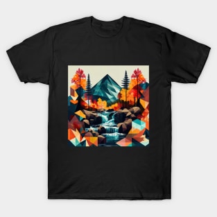 Colorful Geometric Mountain Forest Cascade T-Shirt